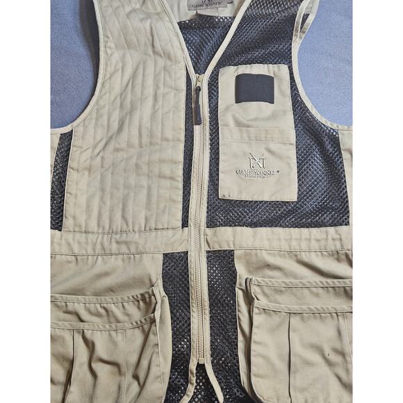 Game Winner Vest Mens M/L Medium Large Khaki Mesh Back Hunting Utility Vest Zip - Picture 8 of 12